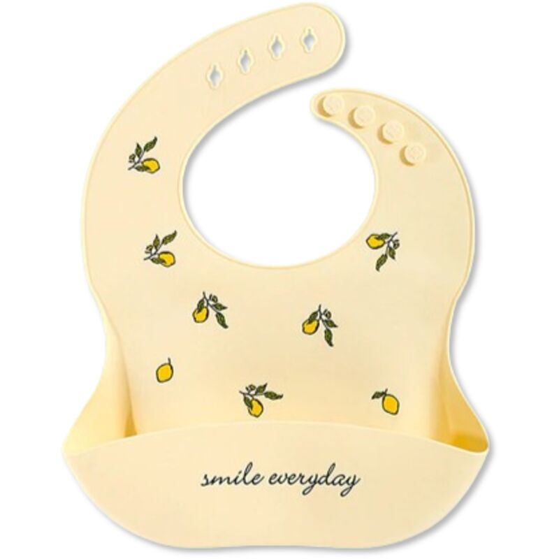 Bavoir en silicone souple avec bonnet Bavoir avec poche Doux Imperméable Lavable Vert citron
