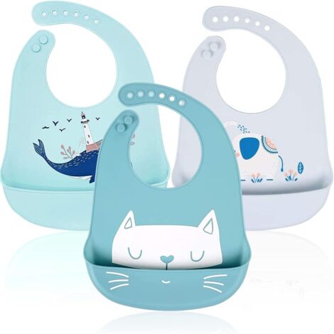 Bavoir souple imperméable unisexe pour bébé en silicone 3 PCS