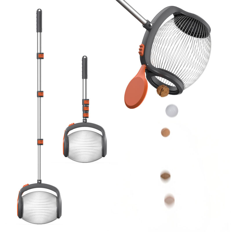 Bawang - Rouleau cueilleur de fruits de 2 à 4 cm avec tige télescopique en acier pour fruits, noix, châtaignes et objets