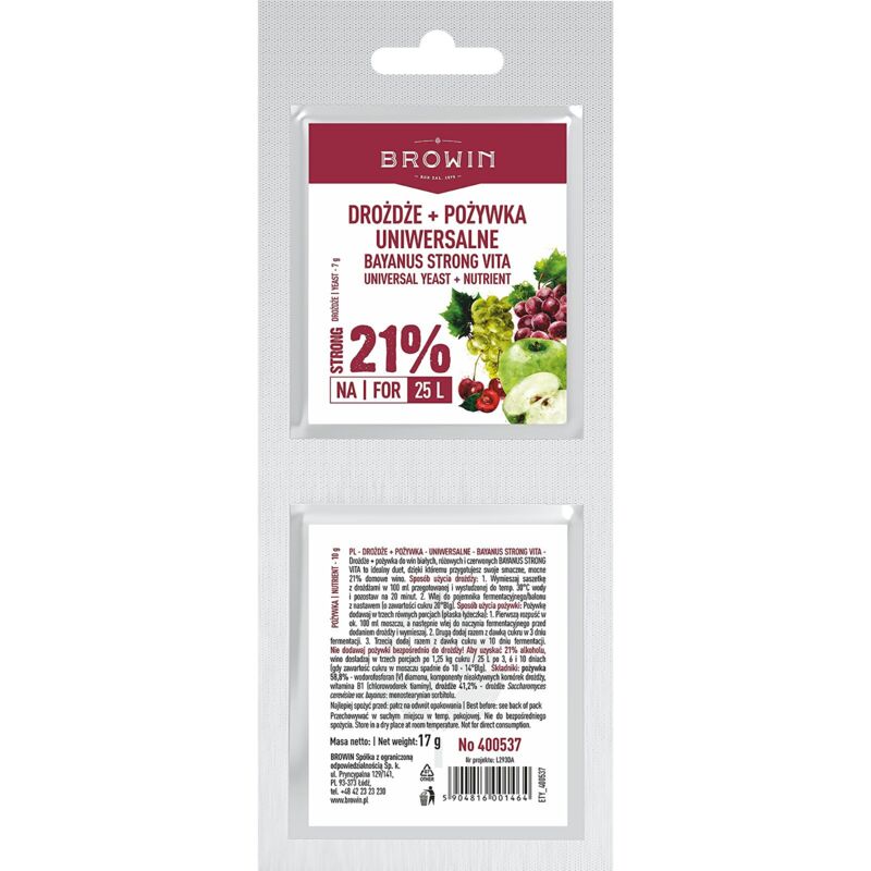 Bayanus Hefe + Nährstoff - Universal 21% - 17g