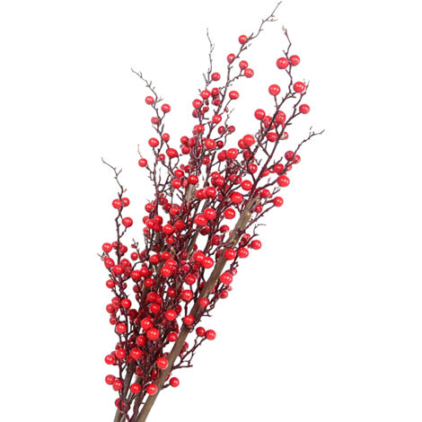 Bayas rojas artificiales para decoración navideña y del hogar (hazlo tú mismo) [Planta artificial][Tipo 1][Espuma]