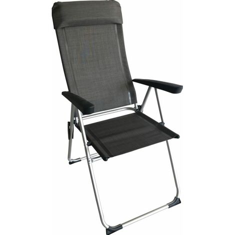 BAYASUN Fauteuil de Camping Eco Plus Appuie-tête Amovible Dossier Réglable Camping Car Gris