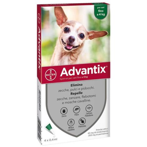 Bayer Advantix Spot On 4 Pipette Cani 0- 4 Kg