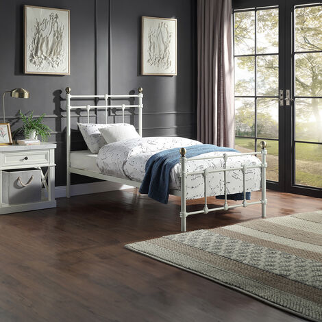 BAYFORD TRADITIONAL WHITE METAL BED FRAME - SINGLE