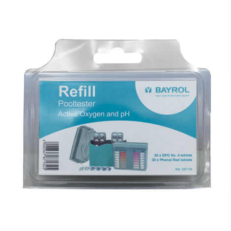 Bayrol – Analyse de l'eau de piscine – Lot de 60 recharges pour testeur pH et oxygène actif – 30 pilules DPD 4 et 30 pilules Phénol Red