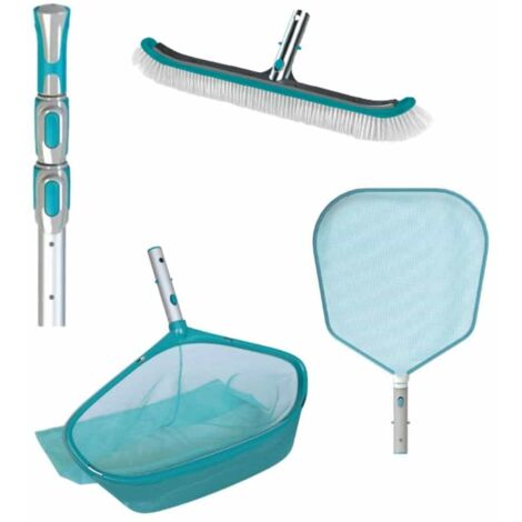 Bayrol – Pack entretien piscine – Manche télescopique aluminium 1,5 à 4,5 m – Épuisette de fond 50 cm – Brosse murale 50 cm
