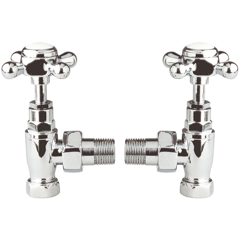 Bayswater Crosshead Angled Radiator Valves Pair Chrome