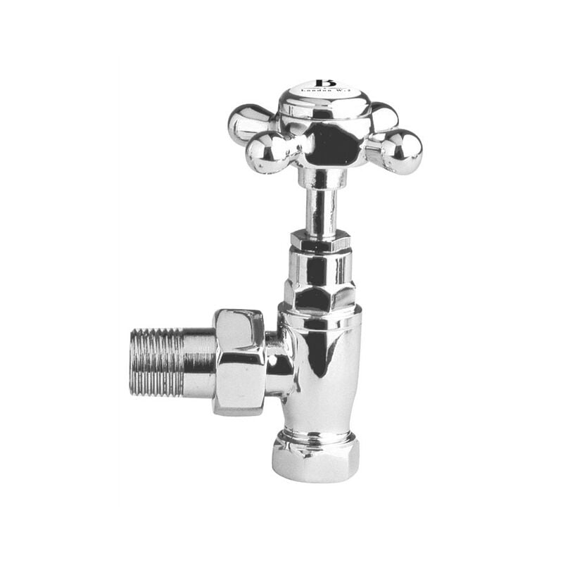 Crosshead Angled Radiator Valves Pair - Chrome - Bayswater