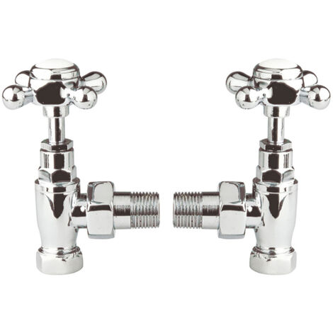 Bayswater Crosshead Angled Radiator Valves Pair Chrome