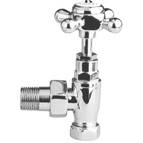 Bayswater Crosshead Angled Radiator Valves Pair - Chrome