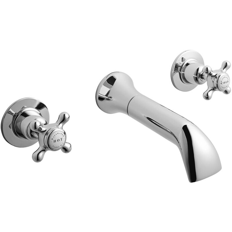 Crosshead Dome 3-Hole Wall Mounted Bath Filler Tap White/Chrome - Bayswater