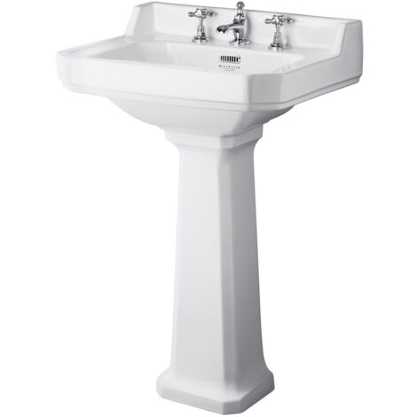 Bayswater Fitzroy Basin with Full Pedestal 595mm Wide 3 Tap Hole