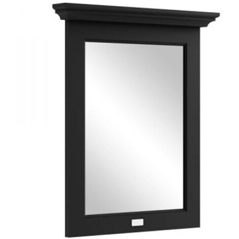 Bayswater Flat Bathroom Mirror 600mm Wide - Matt Black