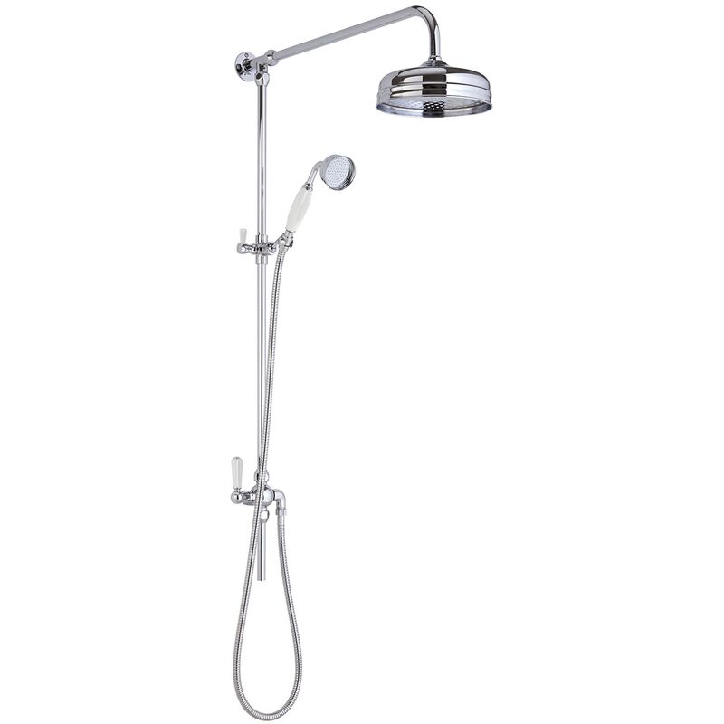 Grand Rigid Riser Shower Kit with Fixed Head and Handset White/Chrome - Bayswater