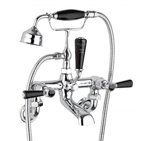 Bayswater Lever Dome Wall Mounted Bath Shower Mixer Tap Black/Chrome