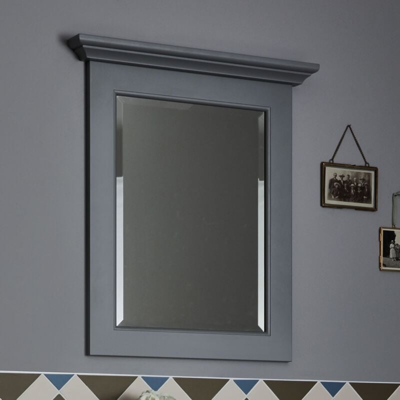 Bayswater - Flat Bathroom Mirror 600mm Wide - Plummett Grey