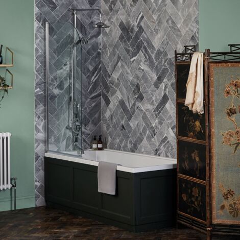Bayswater Radius Bath Screen 1435mm x 790mm - 6mm Glass