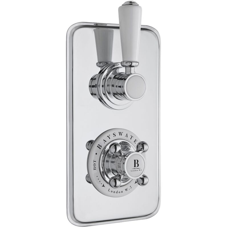 Traditional Dual Concealed Shower Valve White/Chrome - Bayswater