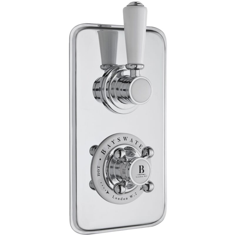 Bayswater Traditional Dual Concealed Shower Valve with Diverter White/Chrome