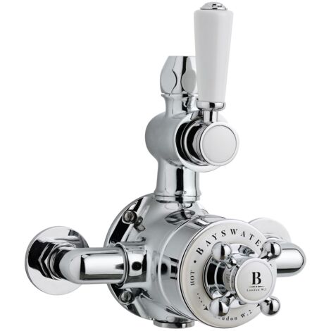 Bayswater Traditional Dual Exposed Shower Valve White/Chrome