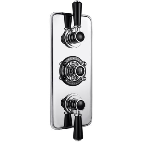 Bayswater Traditional Triple Concealed Shower Valve Black/Chrome