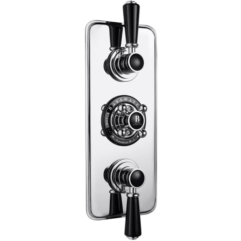 Bayswater - Traditional Triple Concealed Shower Valve with Diverter Black/Chrome