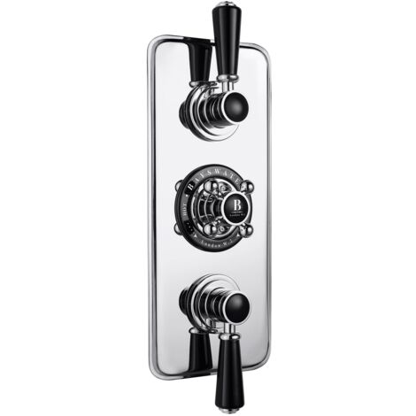 Bayswater Traditional Triple Concealed Shower Valve with Diverter Black/Chrome