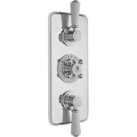 Bayswater Traditional Triple Concealed Shower Valve with Diverter White/Chrome