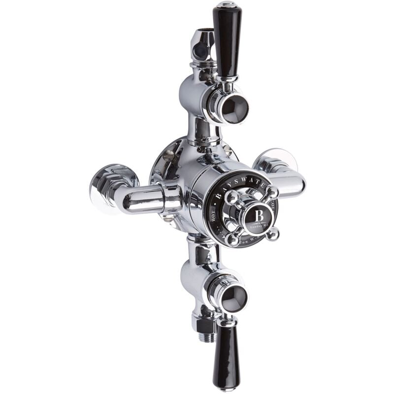 Bayswater - Traditional Triple Exposed Shower Valve Black/Chrome