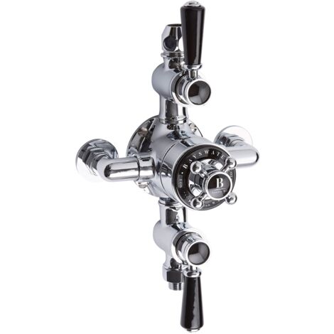 Bayswater Traditional Triple Exposed Shower Valve Black/Chrome