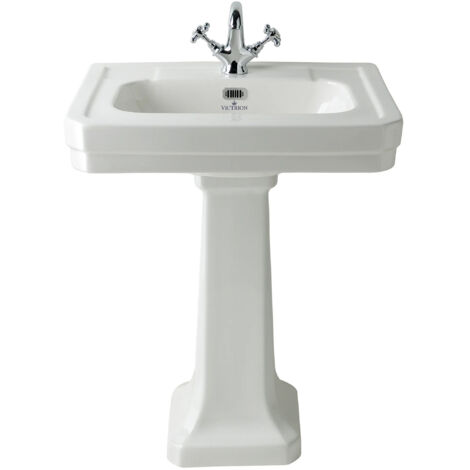 Bayswater Victrion Basin with Full Pedestal 640mm Wide - 1 Tap Hole