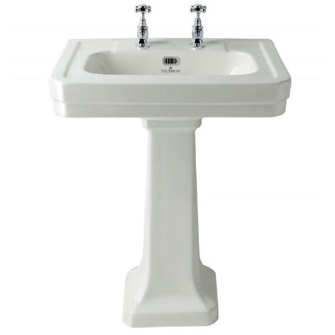 Bayswater Victrion Basin with Full Pedestal 640mm Wide - 2 Tap Hole