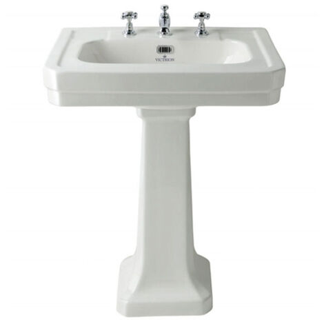 Bayswater Victrion Basin with Full Pedestal 640mm Wide - 3 Tap Hole