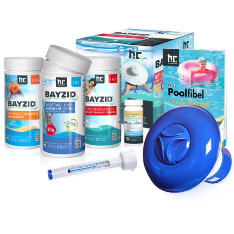 BAYZID® Pool Starterset 7 tlg Wasserpflege durch Chlor, PH Minus und Multitabs