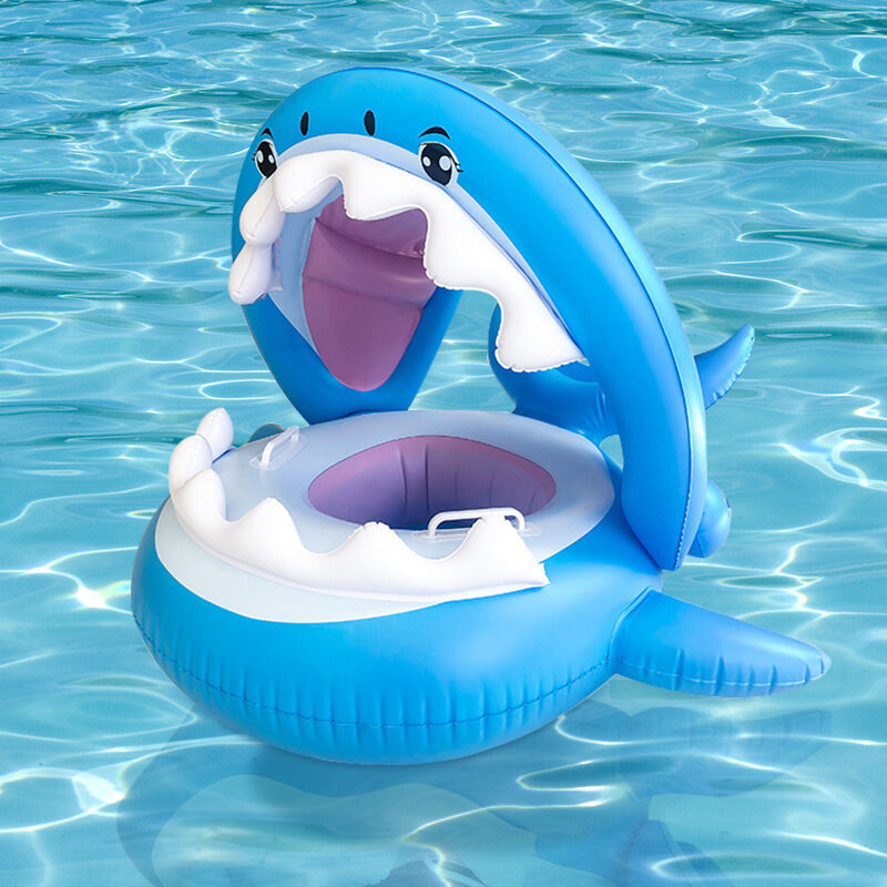 Bébé Flotteur Piscine Toddler Floaties avec Auvent Gonflable Shark Infant Pool Float pour Enfants Âgés 6-36 Mois