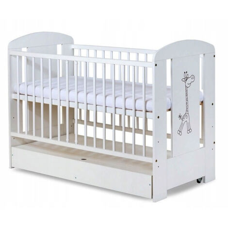 Bb-Loisir – Lit bébé 120x60cm blanc avec tiroir – Lit à barreaux amovible – 3 niveaux de hauteur – Fabriqué en Europe