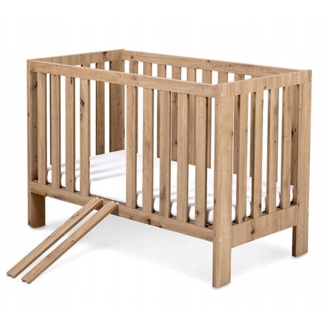 Bb-Loisir – Lit bébé 120x60cm chêne – Lit à barreaux amovible – 3 niveaux de hauteur – Panneau MDF pour solidité