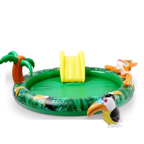 Bb-Loisir – Piscine gonflable enfant avec toboggan – Dimensions 182x165x62 cm – PVC non toxique – Pataugeoire aquatique Jungle