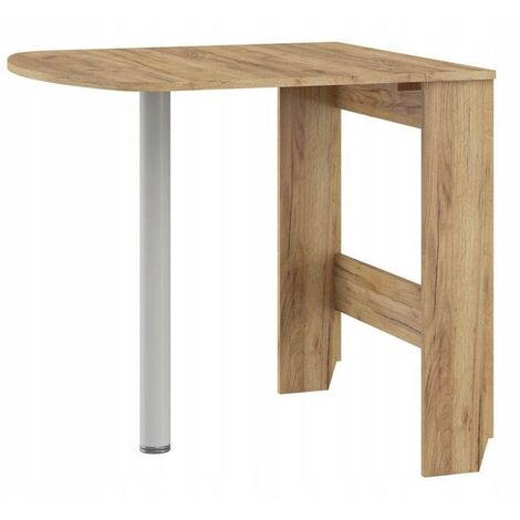 Bb-Loisir – Table à manger pliante semi-ovale couleur or artisan 81x80cm – Panneau stratifié 16mm – Pied ergonomique pour stabilité – Pour petits espaces