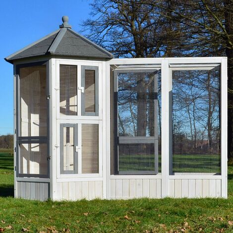 Bb-Loisir – Volière cage à oiseaux en bois 180 x 100 cm – Toit en tuiles bitumées – Perche de 1,15 m – Extension compatible – Modèle Luise 309+310