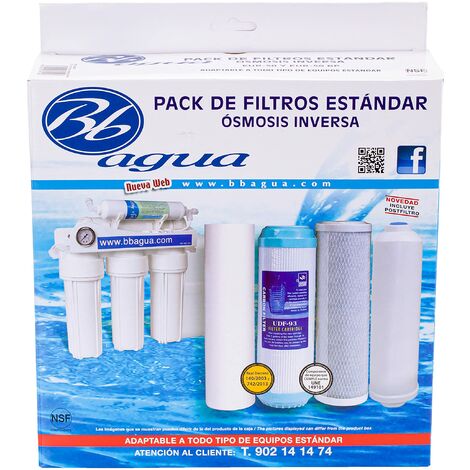 Bbagua Filtri per apparecchiature ad osmosi inversa Standard, Carbone Attivo, Bianco, Surtido de 4 piezas, 4 unità