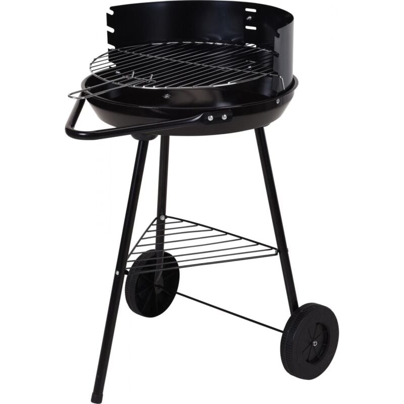 Koopman - bbq Barbecue au charbon de bois - Barbecue d'Extérieur Autoportant - Demi-ouvert - Acier inoxydable - ø 42 cm
