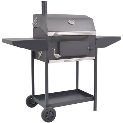 BBQ Charcoal Smoker with Bottom Shelf Black vidaXL