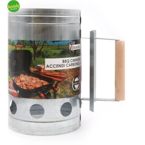 Relaxdays Ciminiera di Accensione, in Acciaio, Accendi Carbonella per  Barbecue, Accessori BBQ, HxD: 30 x 19 cm, Argento