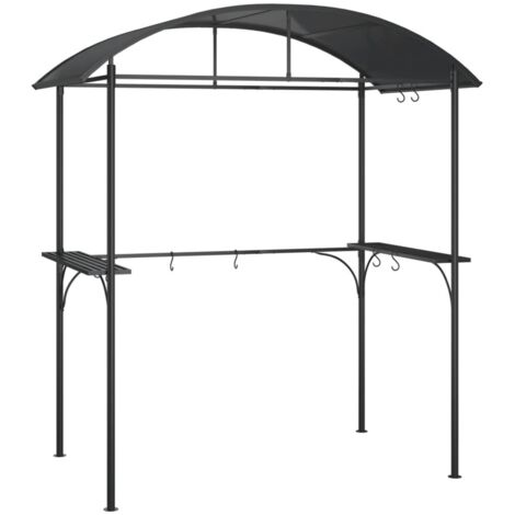 BBQ Gazebo with Side Shelves Anthracite 220x115x230 cm Steel vidaXL