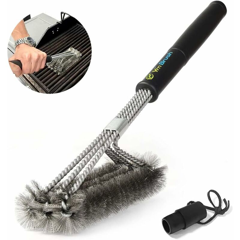 Aougo - bbq Grill Brush, Nettoyant pour Soies de Barbecue en Acier Inoxydable Triangle Metal, Outils de Nettoyage Parfaits pour Les Grilles de