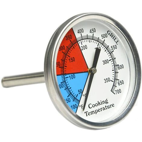 BBQ-Grill-Holzkohle-Raucher-Thermometer, 76 mm Edelstahl-Pizzaofen-Thermometer, BBQ-Ersatzteile (Silber)