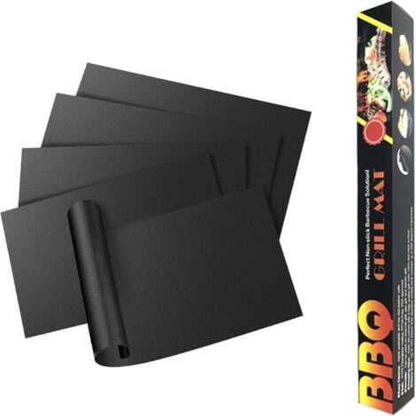 BBQ Grill Mat 5PCS 40x33CM Non-stick Heat Resistant Barbecue Baking Mat Easy to Clean Reusable Grill Mat for Gas Charcoal Electric Grill Sheets, Oven Liners