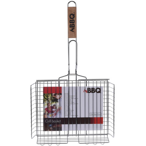 BBQ parrilla doble honda m/madera 23x26x55cm , Parrilla honda 23 x 26 x 55 cmParrilla metálica con asa en maderaPerfecto para asar verdurasMedidas: 23 x 26 x 55 cm.