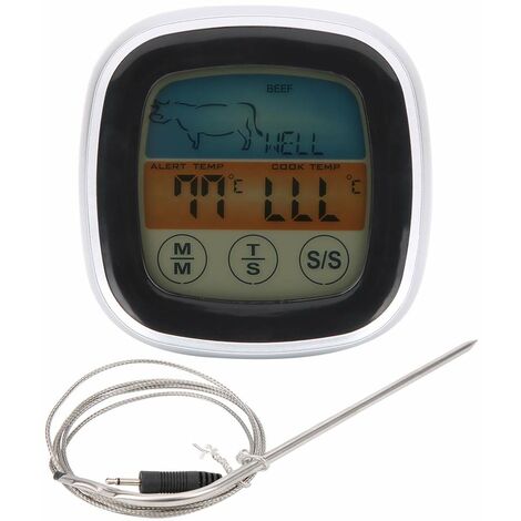 BBQ Thermometre Viande Thermometre Affichage Numerique ecran Tactile Cuisine Minuterie Fourchette pour Barbecue Barbecue Cuisine Numerique Alimentaire Barbecue Accessori